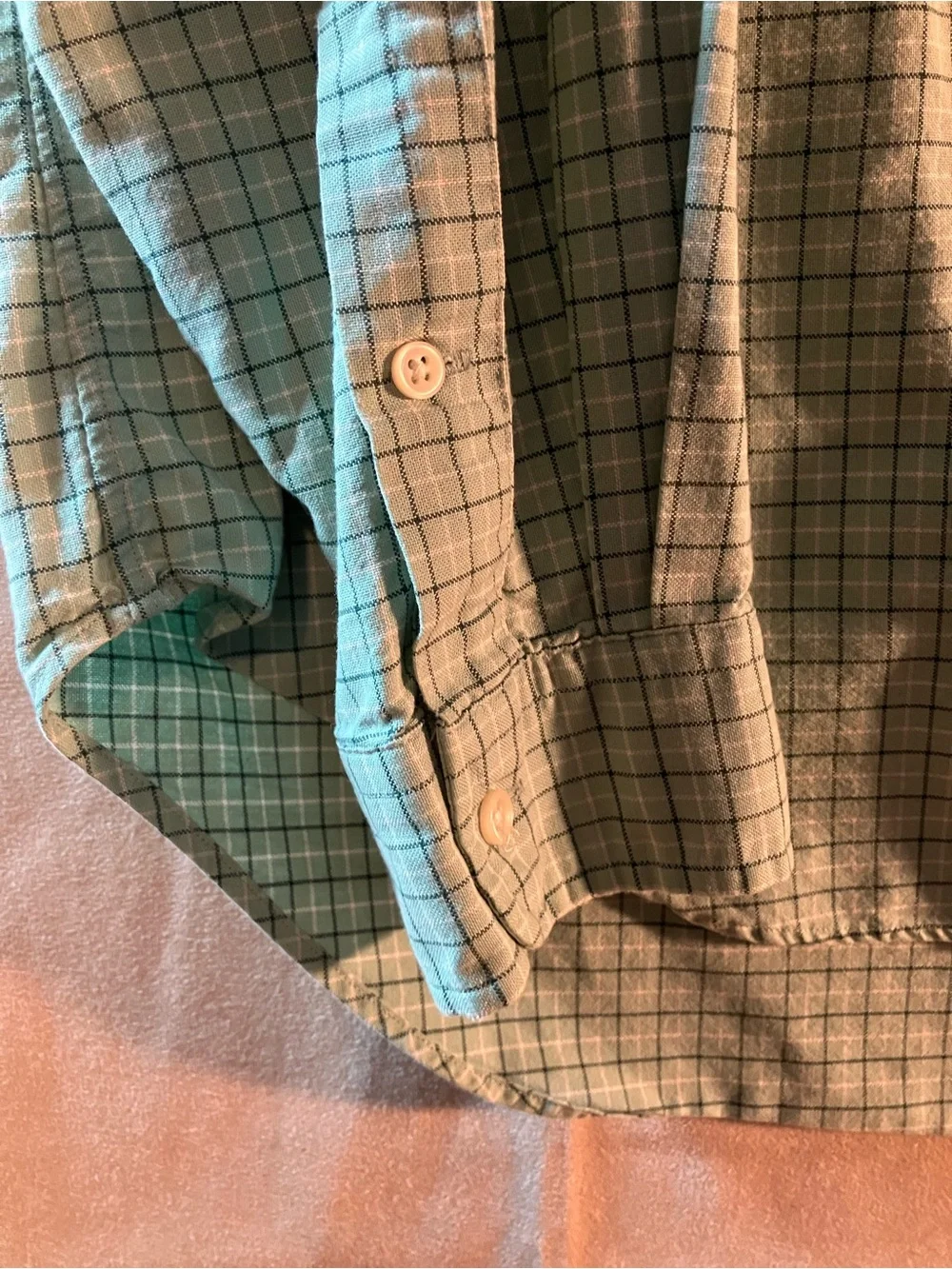 Polo Ralph Lauren Mens L Shirt Classic Fit Button Mint Green Plaid Flesh Pony